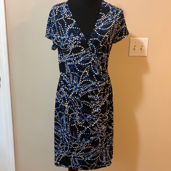 George Dresses & Skirts - EUC Blue Polka Dot Wrap Dress
